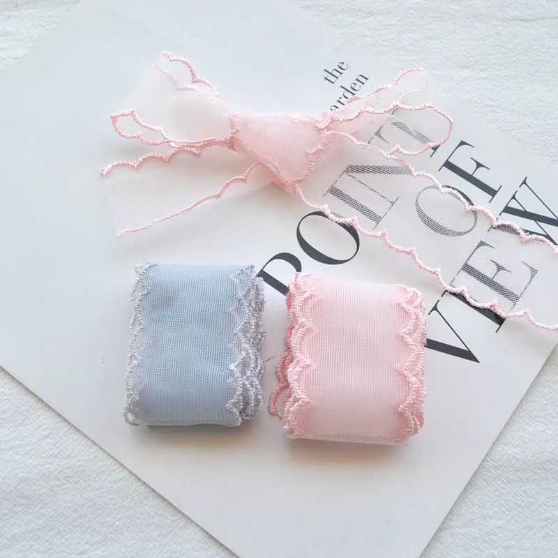 1yard Color Lace 38mm Fine Mesh Wave Ribbon  Decoration Handmade Headdress Hair Accessories DIY Material Bow