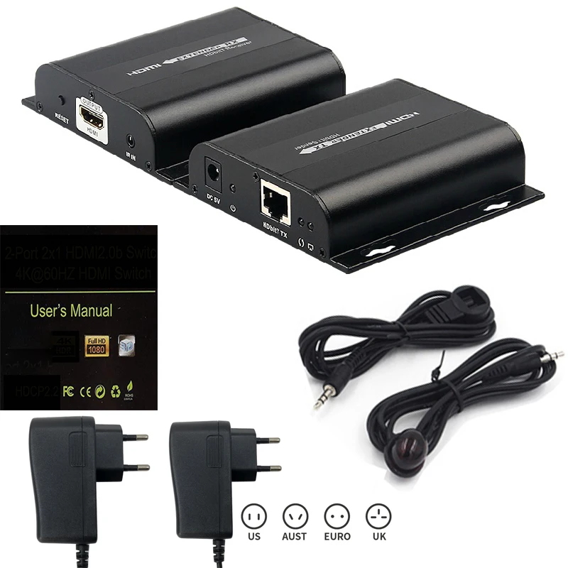 HDMI удлинитель LKV383 HDbitT ИК маршрутизаторы с помощью кабеля cat6/7 до 120 м (только