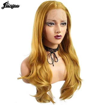 

Ebingoo High Temperature Fiber Peruca Long Blonde Natural Wave Synthetic Lace Front Wig For White Women