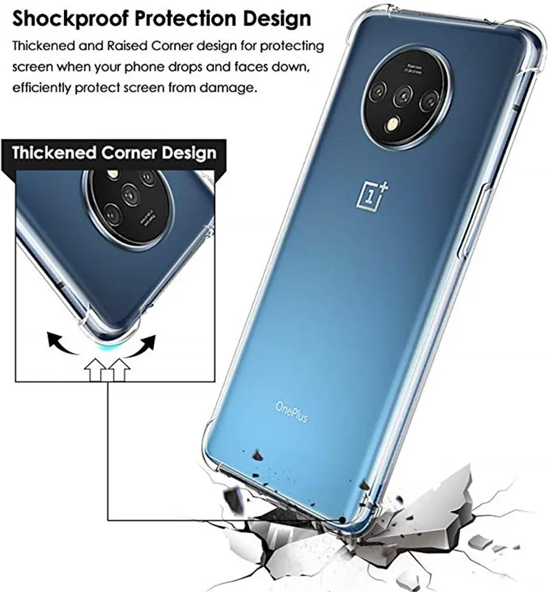 4 угла подушка безопасности Чехол для Oneplus 7T чехол Защита амортизация кристалл мягкий TPU бампер чехол для Oneplus 7T задняя крышка