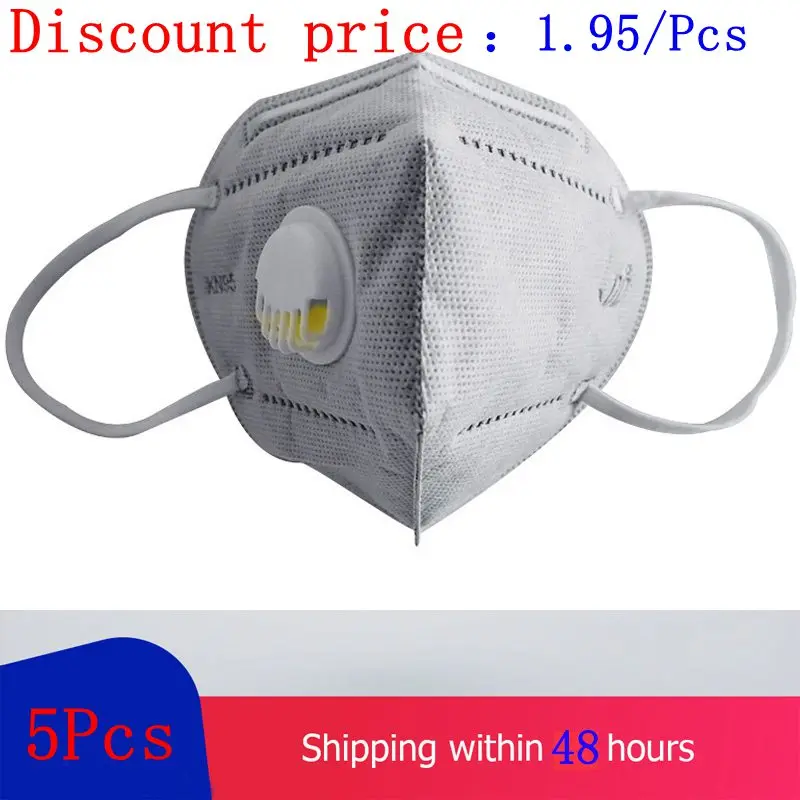 

Dropshiping ! 5 Pcs KN95 Mask Complete Certificate Anti Influenza Mouth Mask Protection Effect Is Equivalent To N95/FFP3/FFP2