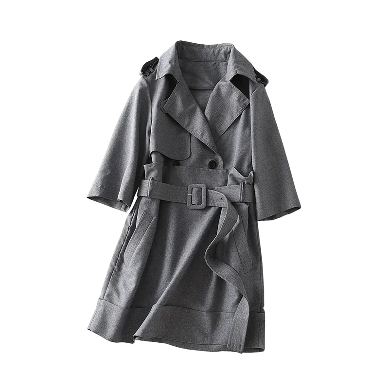 

One's Versatile Fold-down Collar Double Breasted Belt Waist Hugging Mid-length Dress Women's Entity