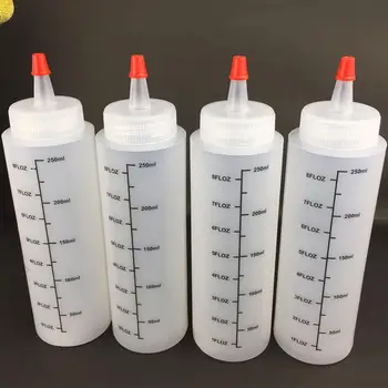 

5PCS 250ML Plastic Needle-nosed Bottle With scale Squeeze Bottle With Leak-Proof Cap Sauce Bottle Salad Bottle Squeezable Bottle