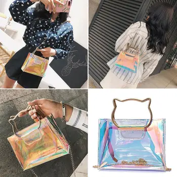 

Laser Elegant Coin Bag Travel Shoulder Bag Handbags Plastic Transparent Women Wallet Teenager