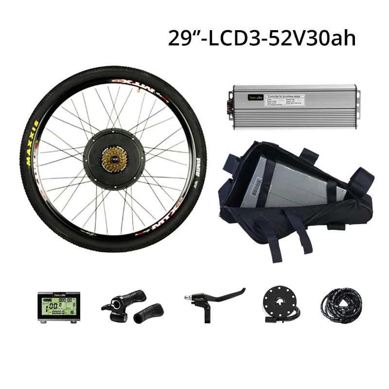 Pasion e велосипед комплект с батареей 1500 вт комплект для переоборудования электрического велосипеда с батареей 52 в 30AH электрический велосипед мотор колеса с батареей - Цвет: 29in LCD3 52V30AH