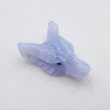 

Handmade Natural Blue Lace Agate Carved Wolf Head Pendant Bead, 37x27x13mm, 12.8g