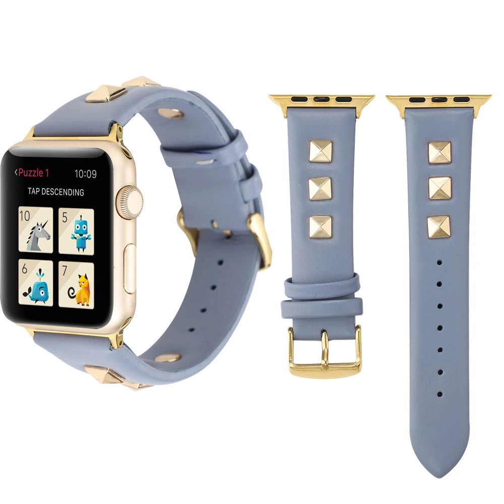 3D на ремешке с заклепками для наручных часов Apple Watch 4 5 Группа 44/40 мм в стиле панк из