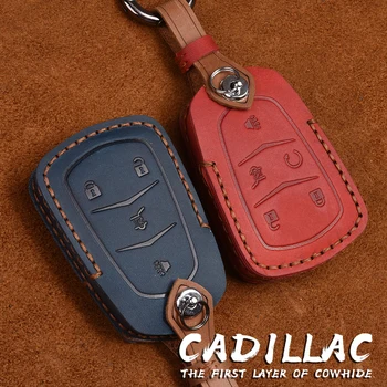 

Retro Handmade Genuine Leather Smart Car Key Cover Case Bag for Cadillac ATS-L SRX XTS CTS XT5 CT6