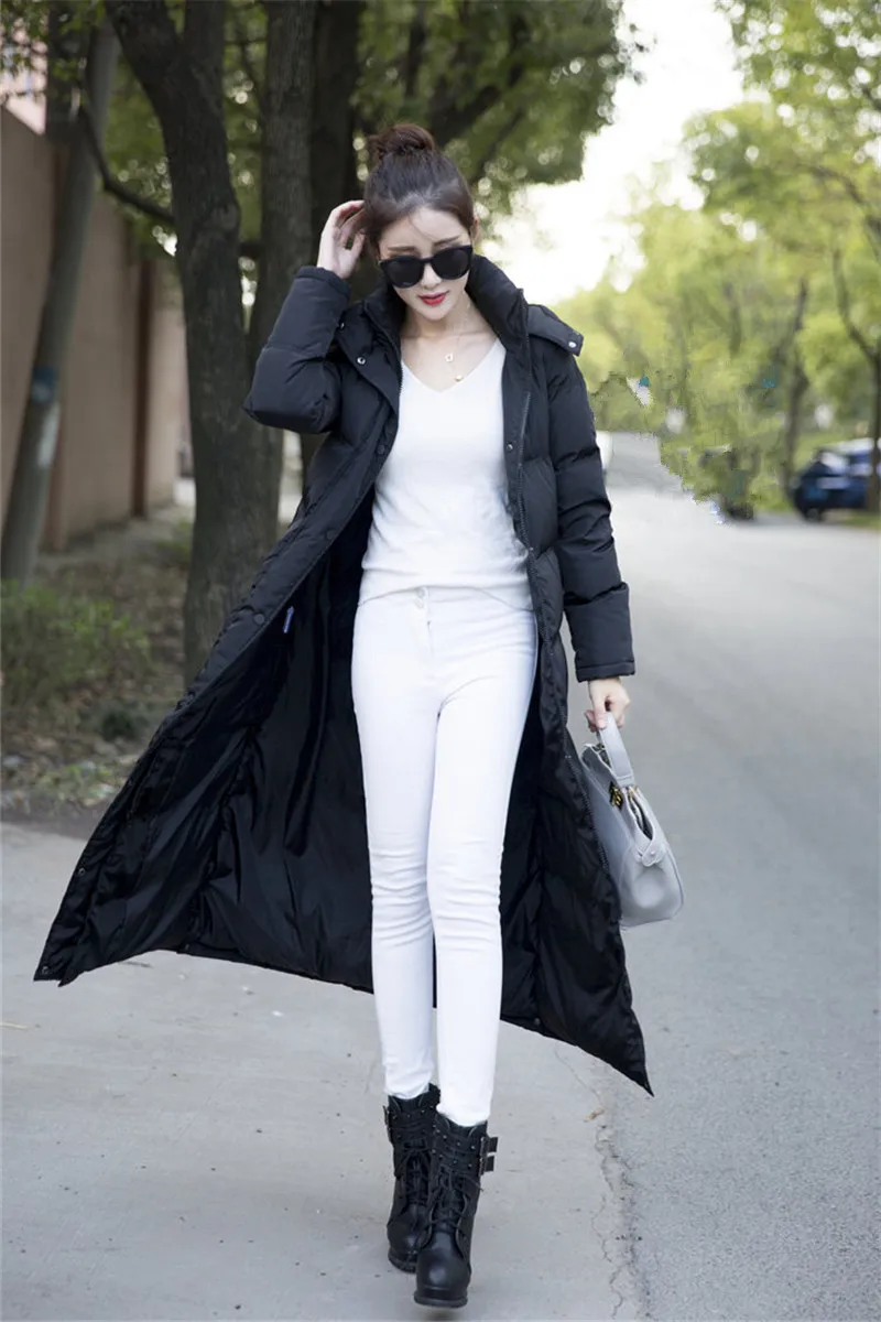

Long Black Thick Winter Coat 2020 Slim Women's Jacket Warm White Duck Down Coats Casacos De Inverno Feminino WXF138