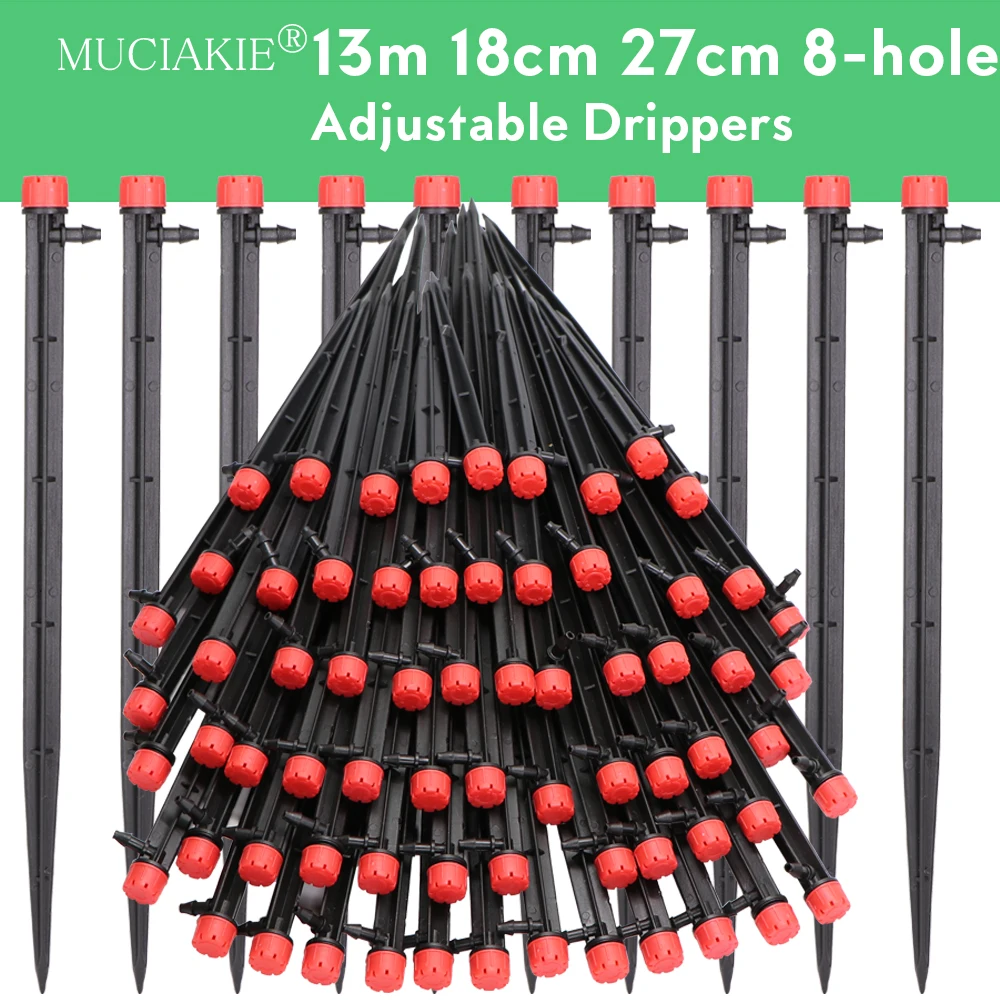 MUCIAKIE Garden Watering Drip Irrigation Sprinkler Adjustable 360 Degree Drippers Inserting Ground Fit 4/7mm Hose Greenhousse
