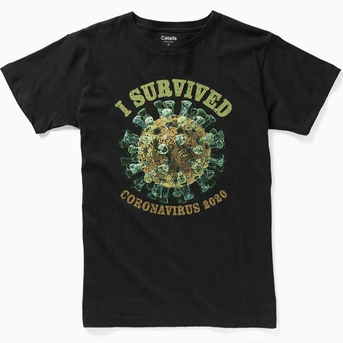 

I Survived Corona T Shirt 2020 100 Cotton Mens Black Tee Short Sleeve Us Size