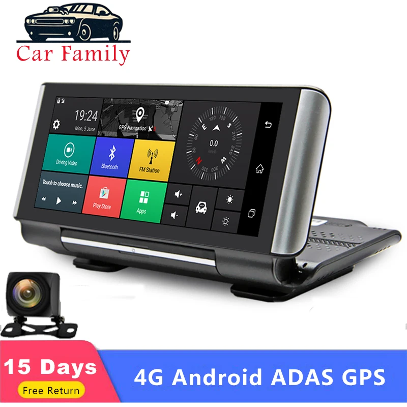 Семейный автомобильный 7 дюймовый 4G Android Автомобильный видеорегистратор GPS