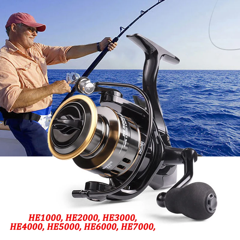 

Full Metal Spool Fishing Reel HE1000-7000 Drag Max10kg Reel Fishing 5.2:1 High Speed Spinning Reel Saltwater Reel