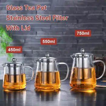 

Heat Resistant Glass Teapot Stainless Steel Tea Infuser Heated Container Tea Pot Teapots Filter Tea Set Teapot For Brewin Tea