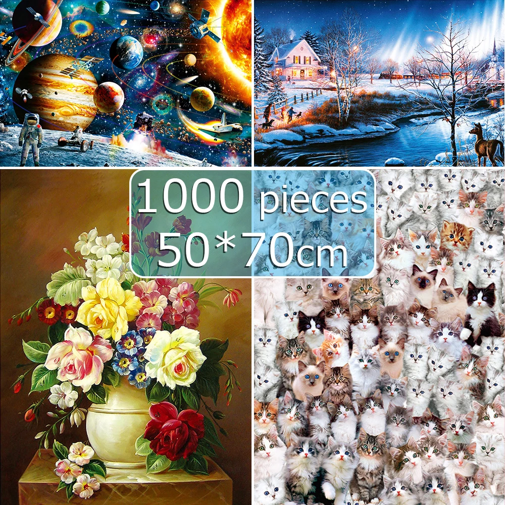 Пазл 1000 штук пазлы для взрослых 50*70 см развивающие игрушки пейзаж космические