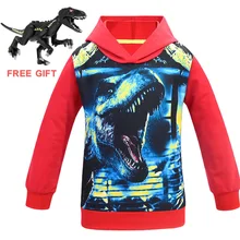 Лидер продаж, детская куртка динозавр Юрского периода Весенняя От 4 до 12 лет с капюшоном и длинными рукавами для мальчиков и девочек, вечерние футболки на Хэллоуин