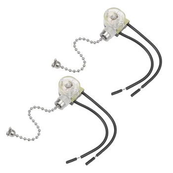 

uxcell Pull Chain Switch SPST for Ceiling Fan Light Lamp with 10cm Pull Chain Silvery 2pcs