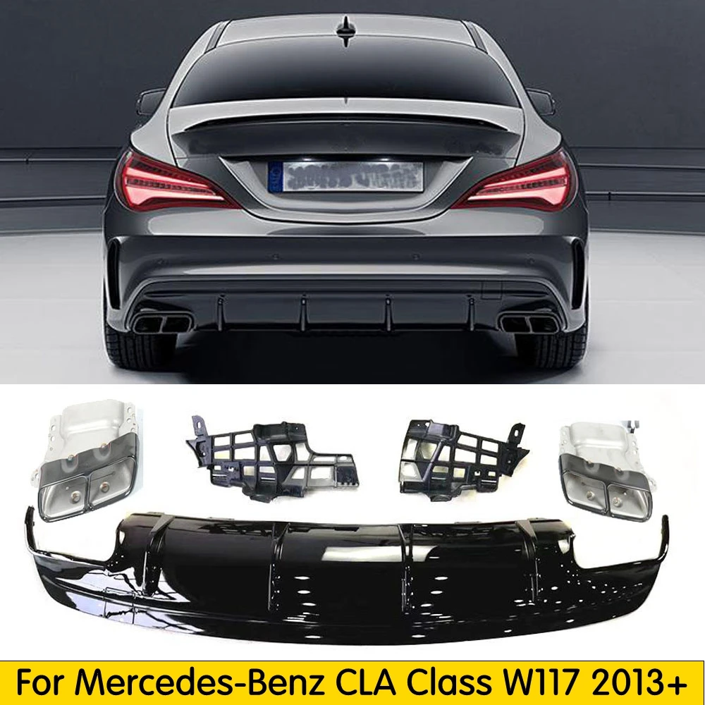 

PP Rear Bumper Lip Diffuser with Exhaust Tips for Mercedes-Benz CLA Class W117 CLA260 CLA45 AMG 2013-2018