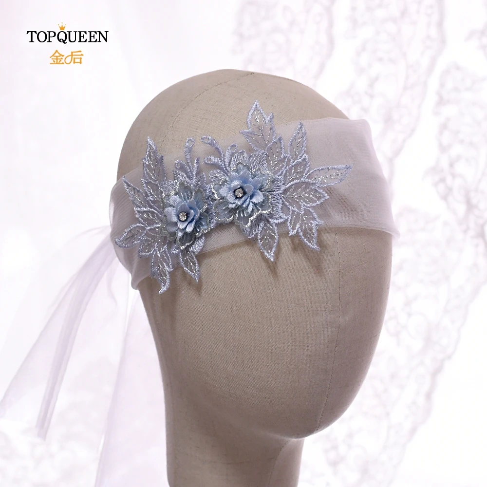 TOPQUEEN WS05 синий цветок Свадебная вуаль повязка на голову Китайский Свадебный аксессуары для волос Тиара для свадебной прически головной убор с вышивкой