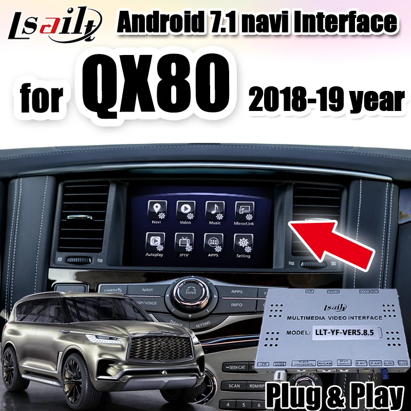 Android 7,1 gps навигация видео интерфейс Поддержка Встроенный CarPlay/Android авто для Infiniti- QX80 QX60 QX56 по Lsailt