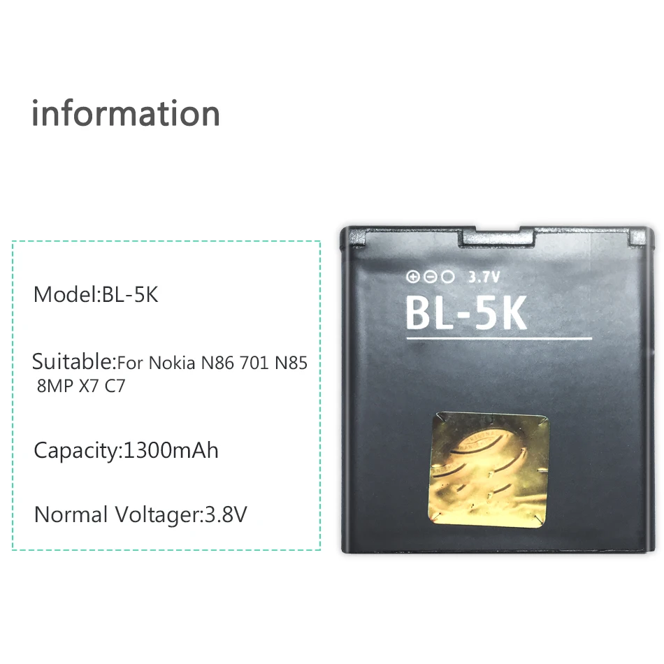 Запасной аккумулятор KiKiss 1300 мАч для Nokia N85 N86 N87 8MP 701 X7 00 C7 BL 5K литий полимерный