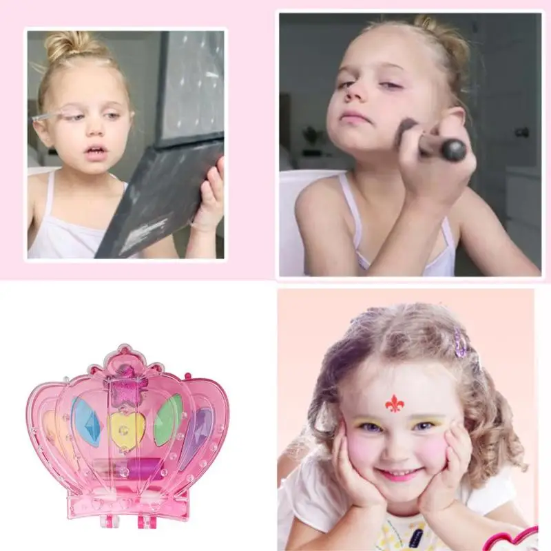 1set Crown Box Kids Make-up Toy Safe Non-toxic Washable Makeup Beauty Accessories Children Girl Makeup Games Christmas Gifts