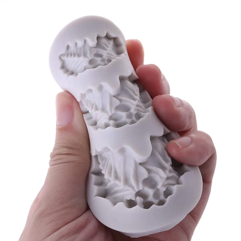 Силиконовая форма для рождественских листьев помадки поднос кубиков льда