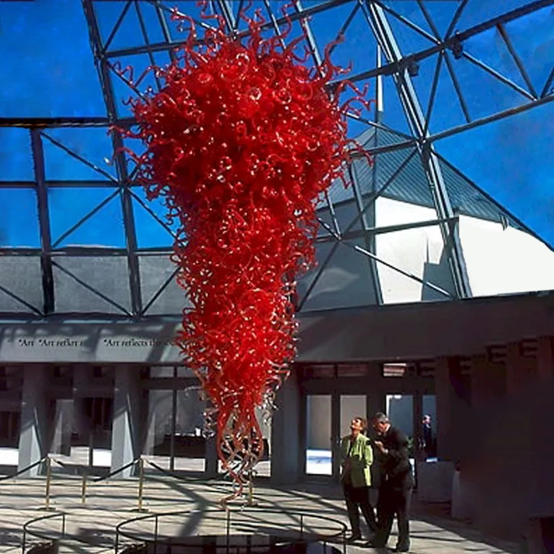 

Modern Large Red LED Pendant Lamps Hand Blown Glass Chandelier Lighting