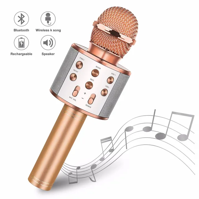 Wireless Bluetooth Karaoke Microphone Handheld Karaoke Mic Audio for Children Musical Stage Toy Music Singing Speaker Kids Gift 2