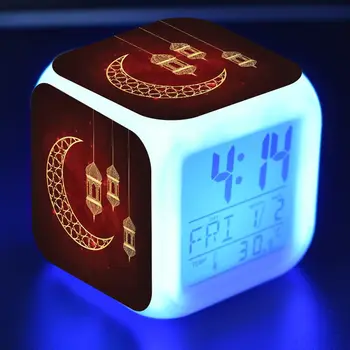 

Ramadan And Eid Party Model LED Desk Clock Colorful Flash Light Thermometer Eid Ramadan Mubarak Party Toys