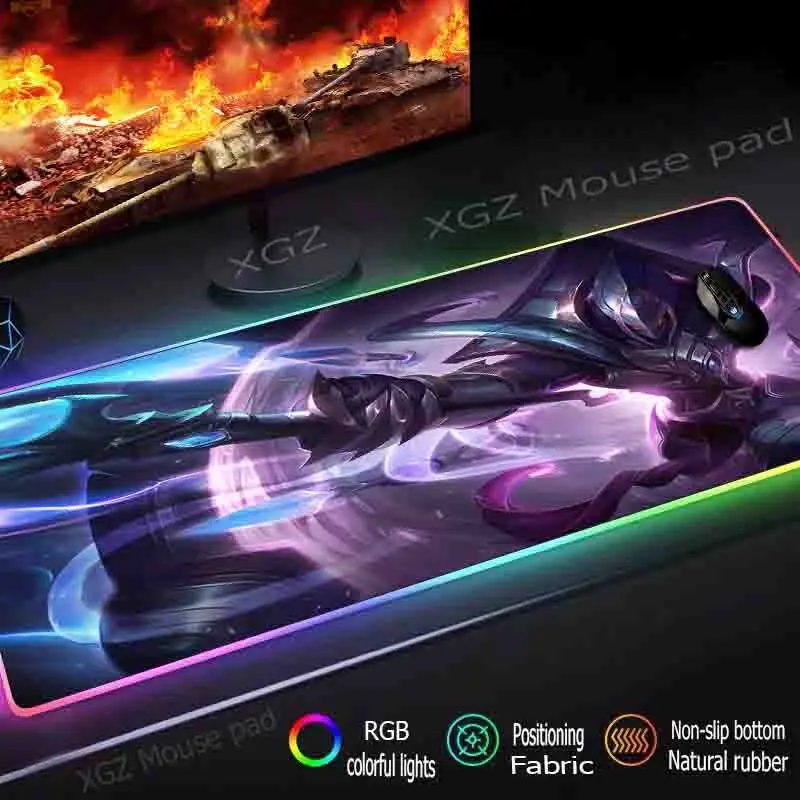 Большой RGB коврик для мыши Mairuige с застежкой по краям аниме мистик воин HD под заказ