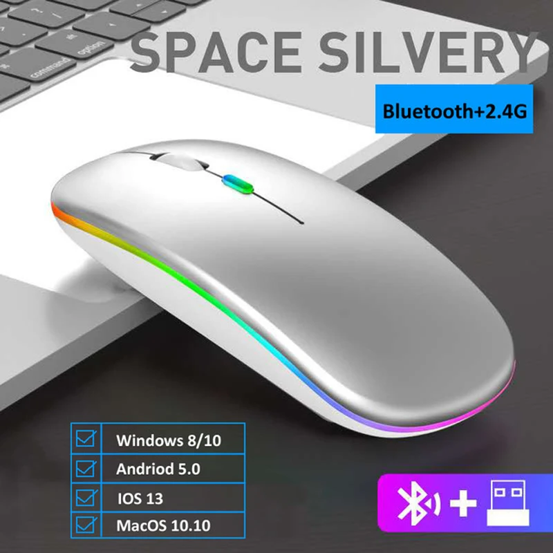 gaming mouse for large hands Wireless Mouse With LED Backlit USB Rechargeable Bluetooth-compatible RGB Silent Gaming Mouse For Computer Laptop PC Mause Gamer best office mouse Mice