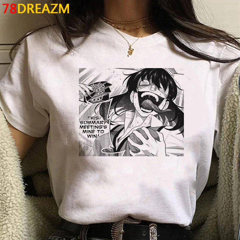 Kawaii Japanese Anime Kakegurui T Shirt Women Funny Harajuku Cartoon Graphic Tees Fashion Unisex Summer Tops T-shirt Female | Женская