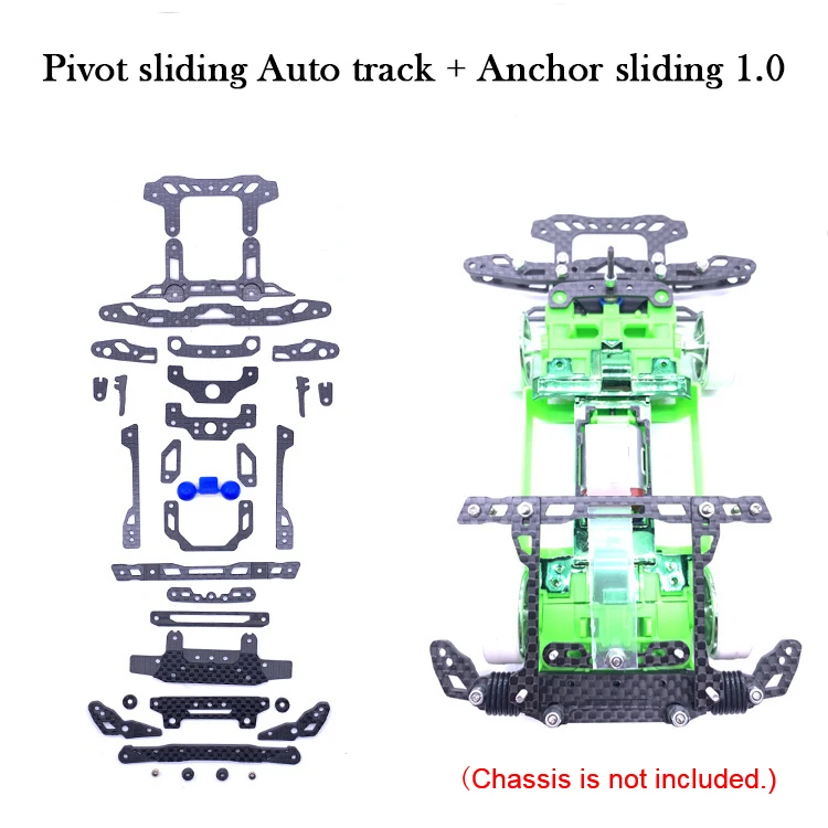 

MS/MSL Inner Suspension Kit Carbon Fiber Pivot Sliding Auto Track+Anchor Sliding 1.0 Upgrade Parts for Tamiya Mini 4WD Car Model