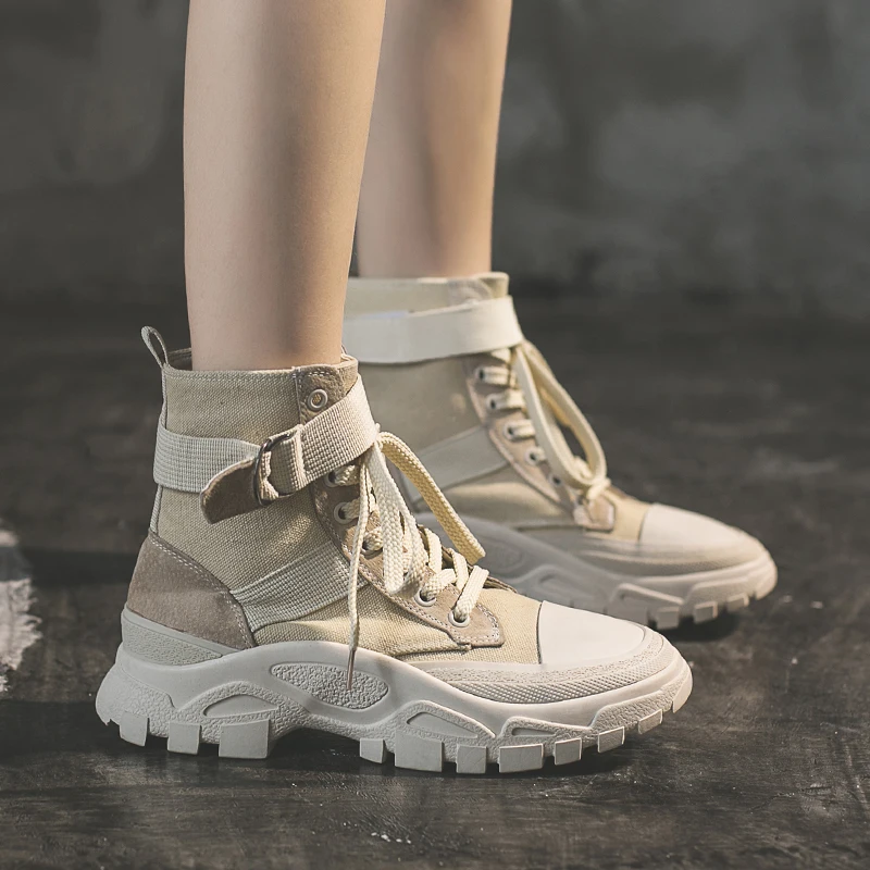 Высокие кроссовки в стиле ретро женская парусиновая обувь женские осенние на