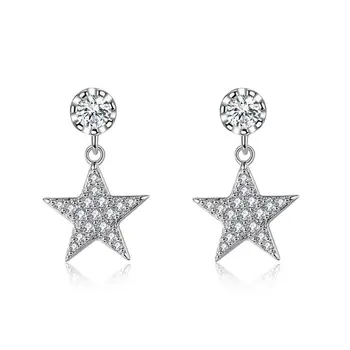 

Shiny Wedding Stud Earrings 925 Sterling Silver Earrings Jewelry For Women Friend Gift