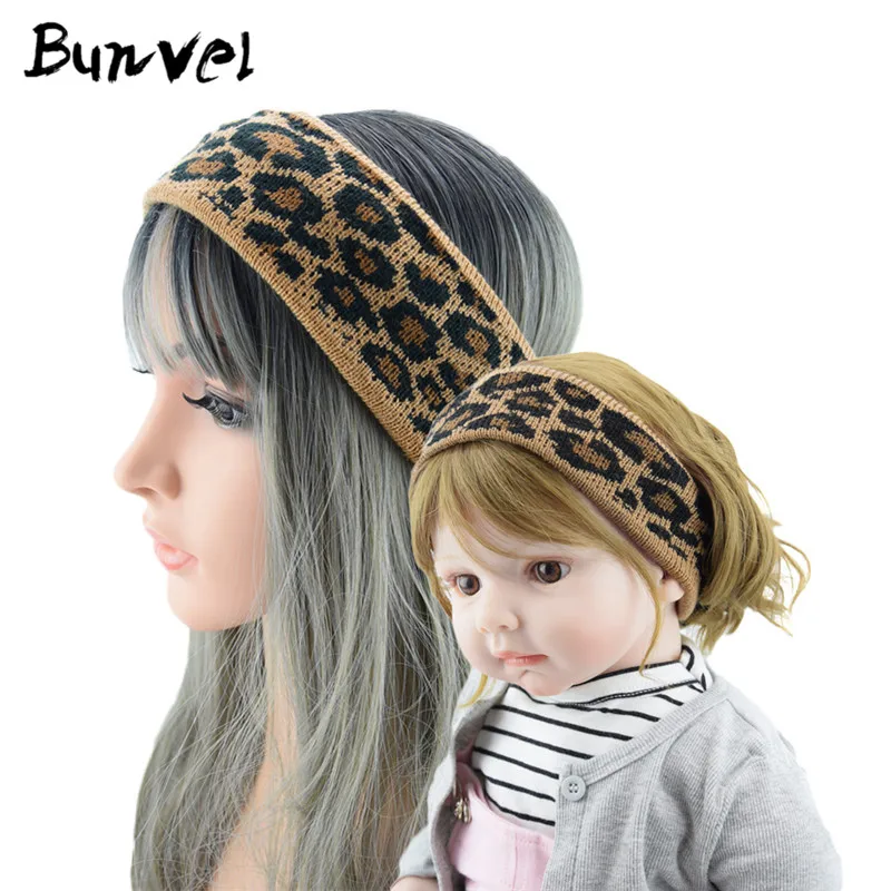 Bunvel/повязка на голову для мамы и дочки; детский тюрбан для малышей; Одежда для девочек «Мама и я»; леопардовая повязка на голову; сезон осень-зима; ff