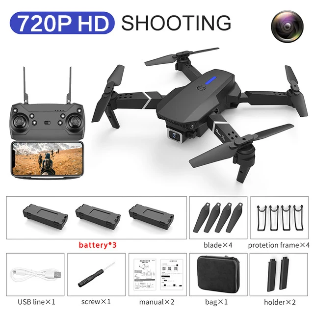 2021 NEW Drone 4k profession HD Wide Angle Camera 1080P WiFi fpv Drone Dual Camera Height Keep Drones Camera Helicopter Toys 720P-3Battery