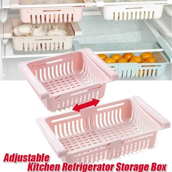 

Adjustable Stretchable Refrigerator Organizer Drawer Basket Refrigerator Pull-out Drawers Fresh Spacer Layer Storage Rack