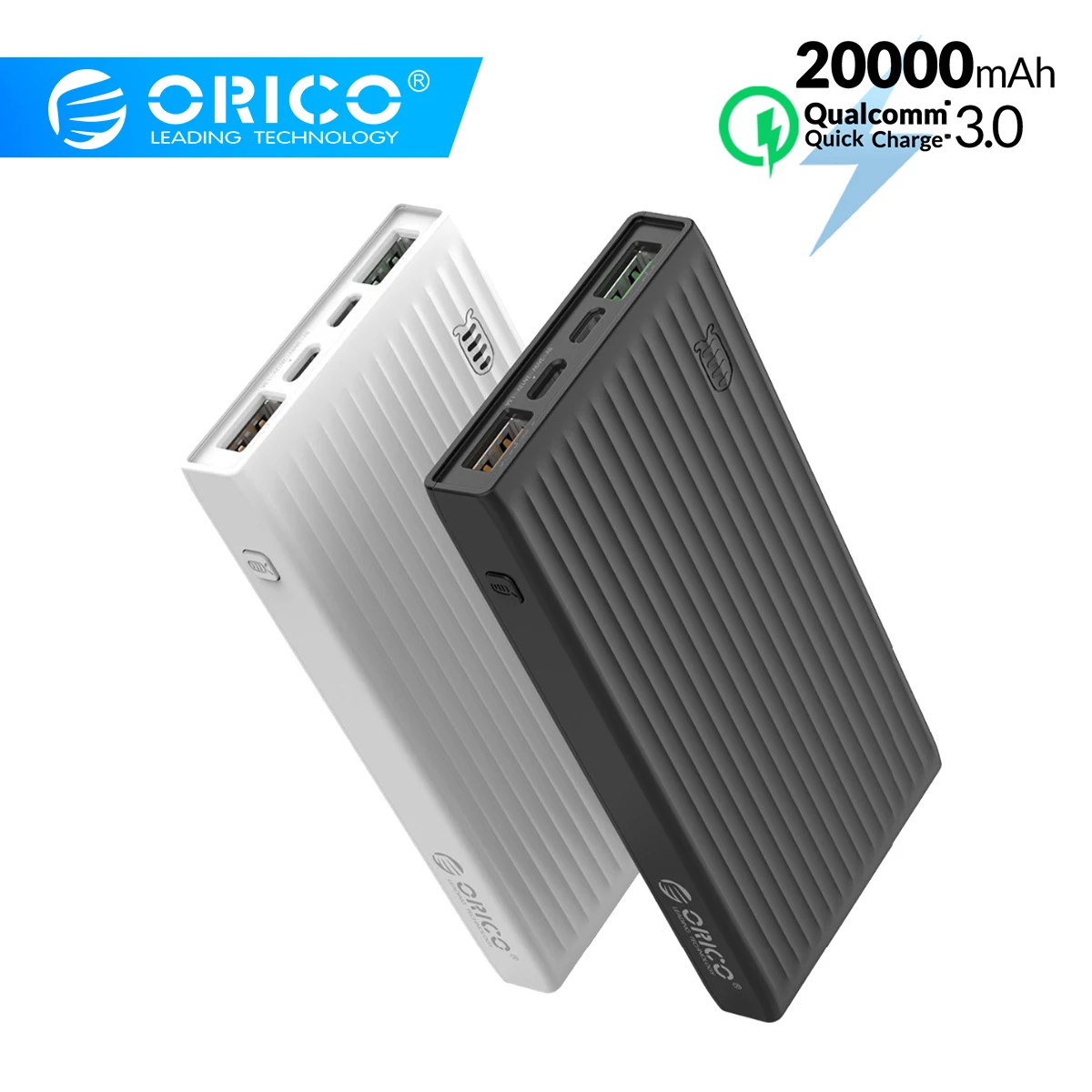 Meilleur ORICO 20000mAh batterie externe QC3.0 Charge rapide 18W Powerbank batterie externe pour iPhone Huawei Samsung Type C pour Macbook