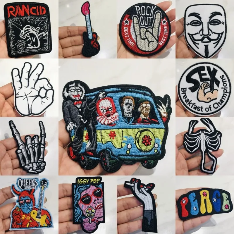 

1Pcs Punk Cool Fashion Embroidery Patches For Clothing DIY Iron On Patches On Clothes Bag Custom Patch