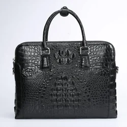 2022 New Crocodile Leather Laptop Men's Computer Bag Double Pull Briefcase Business Office Bags For Men Hand High-end Messenger