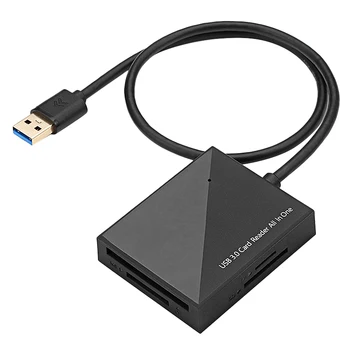 

USB3.0 Card Reader, Portable Four-In-One Card Reader, Support TF/SD/CF/MicroSD Card Reader