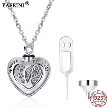 شراءYAFEINI 925 فضة القلب باو جرة قلادة ل رماد التذكاري الكلب القط الحيوانات الأليفة الرماد النعش دلاية قلادة مجوهرات