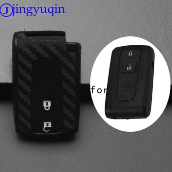 

jingyuqin Remote 2B Remote Car Key Case Cover Carbon Fiber Patten Silicone FOR TOYOTA PRIUS COROLLA VERSO Holder