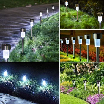 

24pcs Mini Solar LED Lights Creative Garden Lamp Stainless Steel Pathway Lights for Yard Driveway Landscape (White Light)