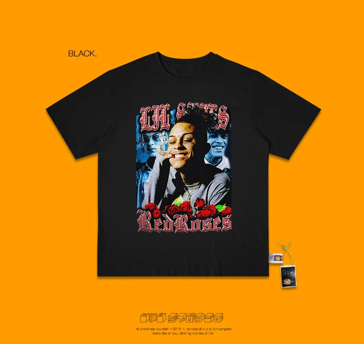 Хип-хоп рэп хип-хоп певец Lil Skies плакат красивый волна Ins короткий рукав Футболка для мужчин и женщин