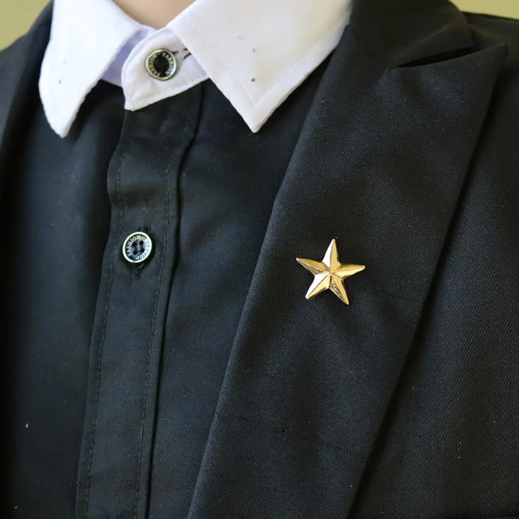Fashionable Star Brooch Pins Badge Suit Cloth Clip Shirt Lapel Pin Collor Pin Fashion Jewelry Alloy Brooches Gold silver color