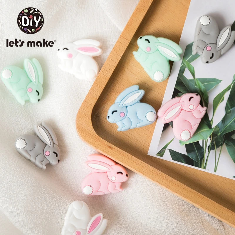 

Let's Make Silicone Teether Rabbit 50pc Silicone Beads Cartoon Toys DIY Beads For Teether Toy For Children's Toy Baby Teether