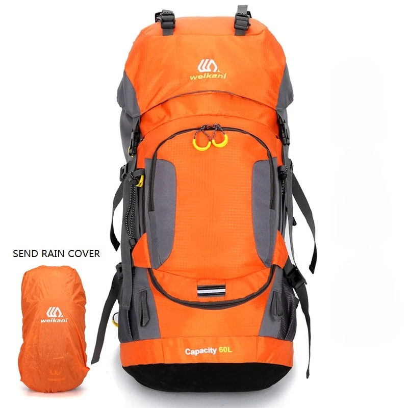 BOWTAC Mountaineering Hiking Bag 60L Men's Outdoor Camping Backpack Night Reflection Design Waterproof Hiking Backpack Unisex